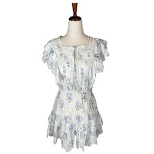 NWT LoveShackFancy Darryl Flutter Sleeve Floral Ruffle Dress Small MSRP $395