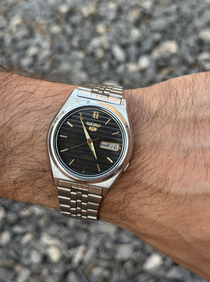 SEIKO 5 AUTOMATIC BLACK DIAL VINTAGE 397179 Mens Watch | eBay