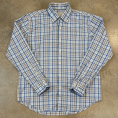 Peter Millar Crown Ease Phillip Sport Button Down Shirt Men s Large Plaid Cotton