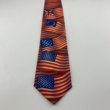 Ralph Marlin 1998 History of American Flags Necktie Mens Red White Blue USA Made