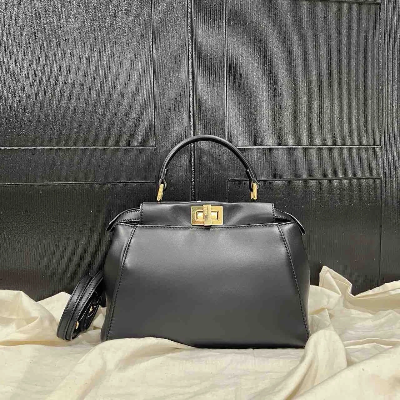 Fendi — Authentic Pre-owned Fendi Peekaboo Medium Black Leather Satchel Bag