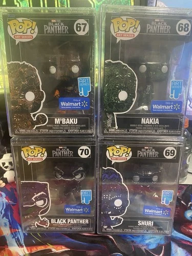 Funko Pop Art Series Black Panther Complete Set w/ Shuri Nakia M'Baku