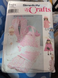 2003 Simplicity Sewing Pattern 5421 18" Doll Wardrobe & Accessories 15 Pcs 