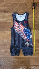 Boys wrestling singlet - Black USA Eagle - Go Earn It - Youth Size M