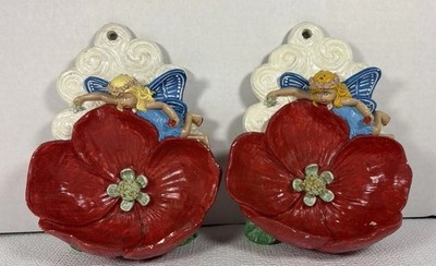 Vintage Fairy Hanging Garden Art Hand Painted Plaster Mold