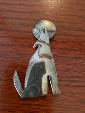 Navajo coyote sterling silver pin