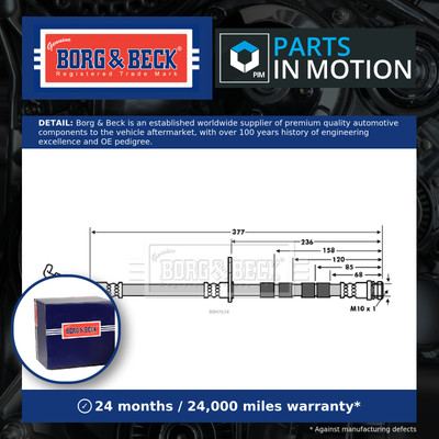 Brake Hose fits MAZDA 2 1.6D Front Left 08 to 14 Hydraulic B&B D65143990 Quality