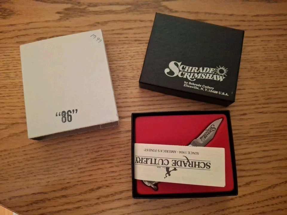 Vintage Schrade 511SC Scrimshaw Knife 1986 Opossum Original Box NOS - Image 2 of 3