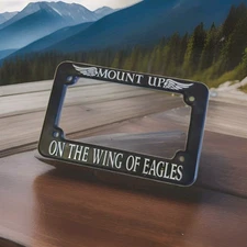 Patriotic 3D Raised Motorcycle License Plate Frame Mount Up On Wings Of Eagles