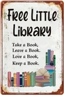 Free Little Library Vintage Metal Sign,Little Library Wall Decor Take a Book Lea
