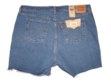 Womans Levi's 501 Shorts Plus Size 22W Button Fly High Rise Jive Stonewash New