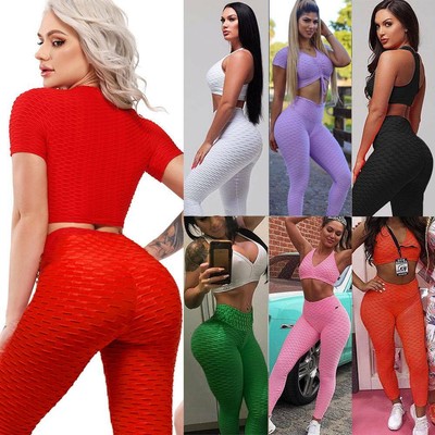 Women Anti-Cellulite Yoga Suit Crop Top 