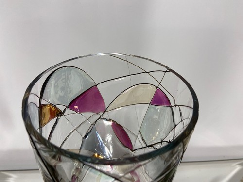 VTG. Crystal ROMANIAN 24k Stained Glass Candle Hurricane - Picture 10 of 12