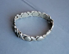 Vintage 925 Sterling Silver Italy "XO" Hugs & Kisses Link Bracelet 7.5"