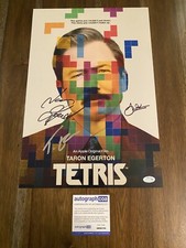 ‘Tetris’ Movie Signed Autograph 12x18 Photo ‘Taron’ ‘Jon’ ‘Henk’ ACOA Video Game