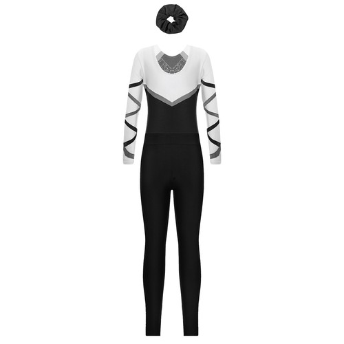 Kids Girls Unitard Ballet Bodysuit Swim Rompers Athletic Jumpsuit And Hair Tie - Picture 12 of 59