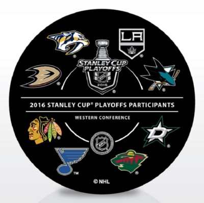2016 ALL 16 TEAM LOGOS NHL STANLEY CUP PLAYOFFS PUCK PENGUINS SHARKS BLUES #B1L