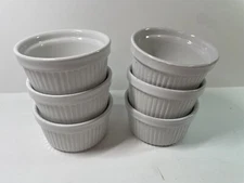 Set of 6 Small Soufflé Ramekins White/Gray Made in Portugal Over and Back