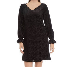 Nine West Women's Burnout Velvet Shift Dress Black Size 6 NWT