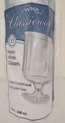8 oz blue stemmed wine glasses 6-Pack Transparent Plastic Champagne Glasses 8Oz, Crystal Cut Style Navy Blue