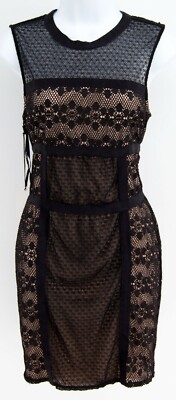 NEW Ali & Jay Hola Mamacita Bodycon Dress Size L Black Nude Lace 