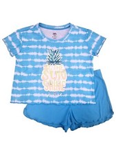 Justice Girls Blue  White Be Sunshine Pajamas Shorts  Tee Sleep Set MP 10P 