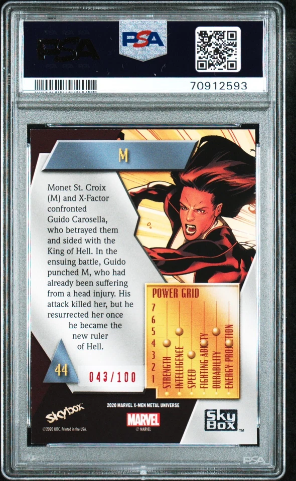 M PSA 9 2020 Skybox Marvel X-Men Universe Precious Metal Gems PMG Red 43/100 #44 - Image 2 of 2