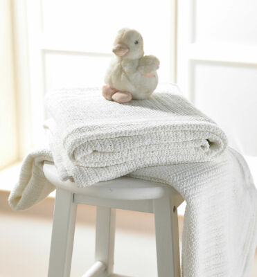 CREAM PREMIUM QUALITY Pure Cotton Baby Junior Cellular Blanket 100cm x  150cm UK