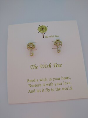 New! Lucky Gold Tone~ Key Stud Earrings