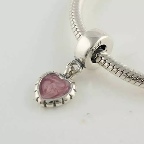 Pandora pink enamel heart deals charm