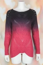 NWT Boho BUFFALO By DAVID BITTON Red OMBRE Studded RINGO Tunic ANGORA SWEATER M