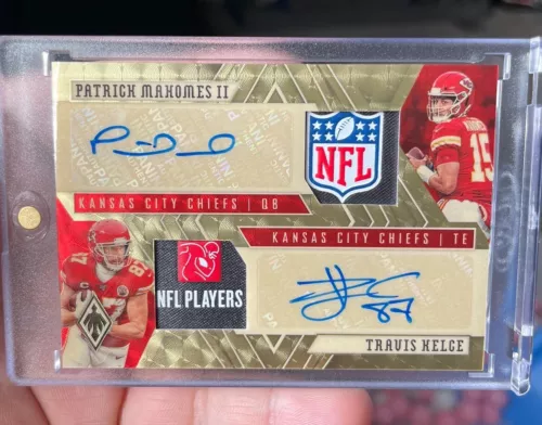 2020 Phoenix Patrick Mahomes Travis Kelce Gold Vinyl 1/1 Nfl Shield Auto
