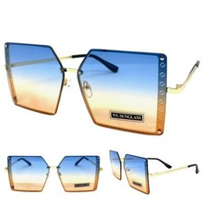 Oversize Exaggerated Retro Style SUN GLASSES Large Gold Frame For Big Wide Heads