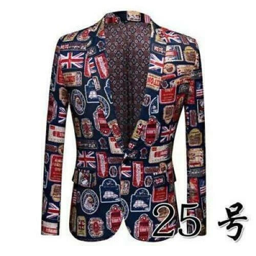 Herren chinesischer Stil Blumendruck Revers Mantel Jacke schmale Passform lässig Langarm - Bild 49 von 51