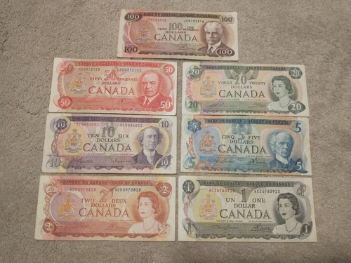 Canada 1 2 5 10 20 50 100 Dollars Paper Money One Version 1971-1979 Vintage Bill - Picture 7 of 8