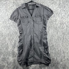Mustard Seed Dress Womens Large Grey Button Up Workwear Hipster Classic Street