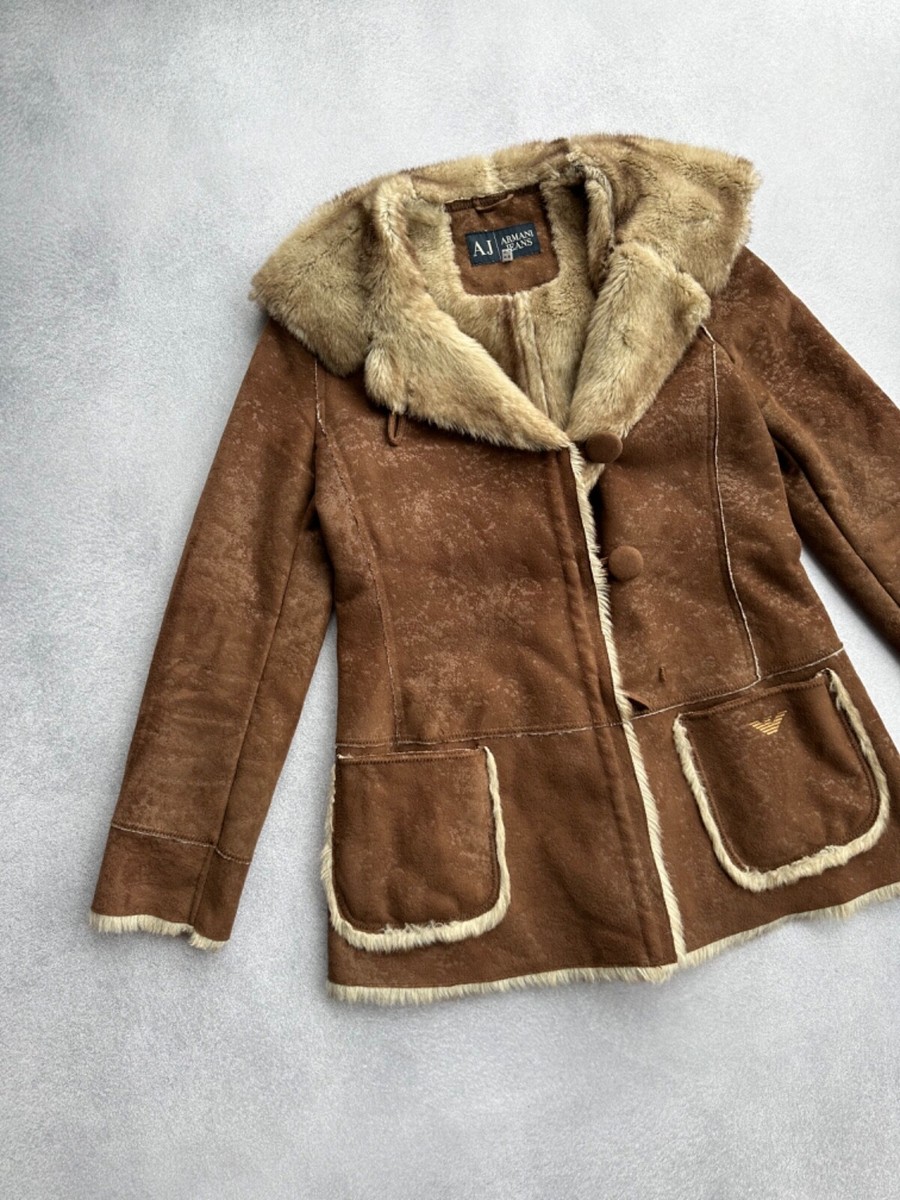 Vintage Armani Jeans Sheepskin Fur Woman Jacket Sz M | eBay