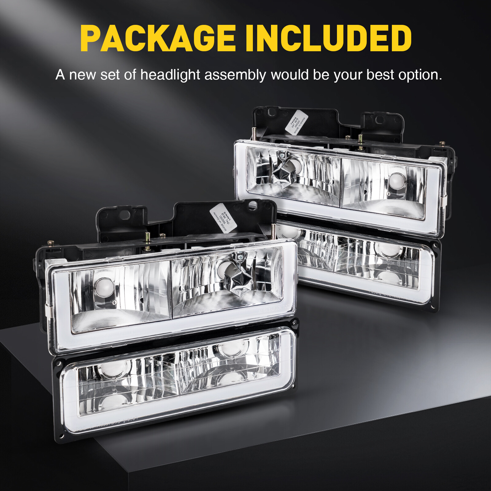 Purchase 88-98 Chevy GMC Sierra Yukon C10 C/K Pickup Black LED Halo Projector Headlights In - Foto 3