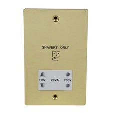 Volex 230V Shaver Plug Socket Antique Polished Golden Metal Shaver Socket