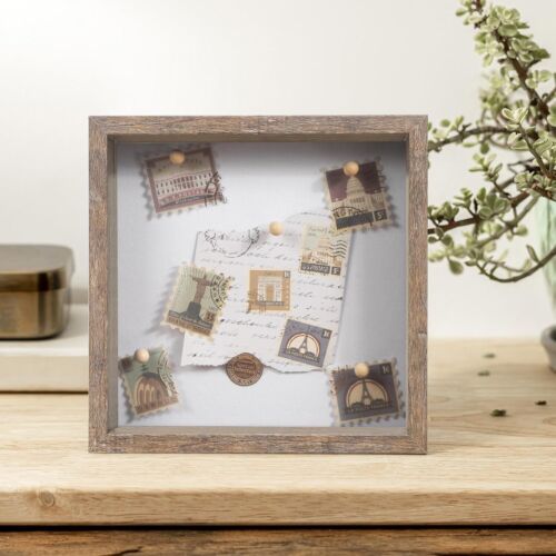 8x8" Shadow Box Picture Frame Memory Box Display Case Memorabilia Rustic Brown - Picture 5 of 7