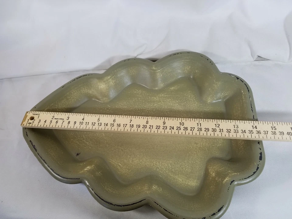 Lot Of 7 Creative Co-Op Decorative Tray Wood Tree Shaped,,Sage - Image 3 of 4