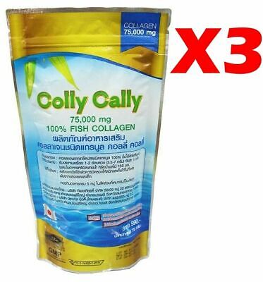 3 X Colly Cally Collagen 75,000 mg Fish Collagen Brighten