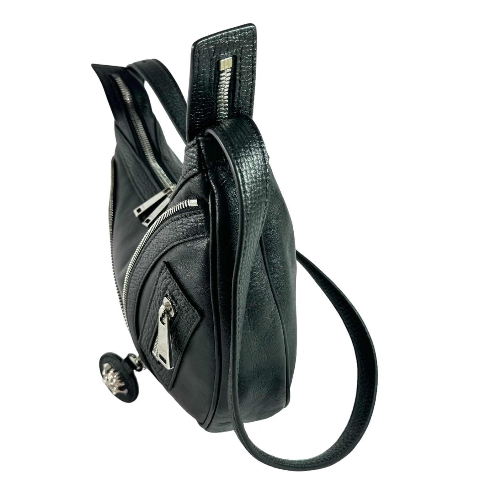 Borsa a tracolla Versace Medusa Logo Pelle Nera Piccola Ripetizione Tote Made in Italy