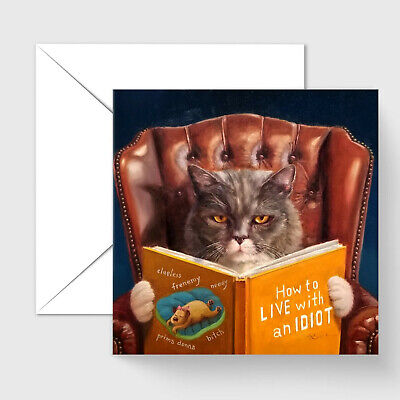 Buy Cat Self Help Funny Cat Birthday Bookworm Greeting Card Lucia Heffernan Humorous