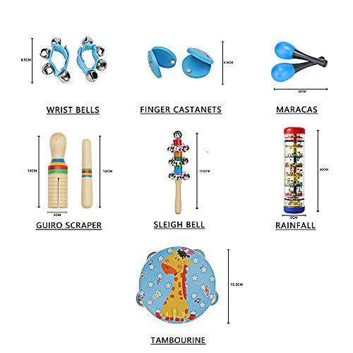 Kids Musical Instruments Toys Set: Baby Music Toys Montessori Percussion Blue - Picture 3 of 7