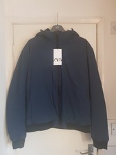 New Men's Petrol Blue Padded Hooded Jacket Men's Medium