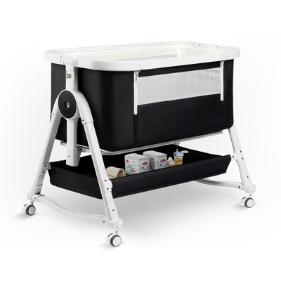 4 in 1 Baby Bassinet, Bassinet Bedside Sleeper with Wheels and Storage Basket...