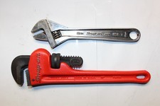 Snap-on TOOLS PW10C 10" Pipe Wrench & AD8 8" Adjustable Wrench NICE USA