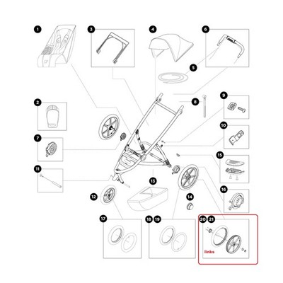 Thule Rear Wheel Assembly 16'' links für Thule Urban Glide 2