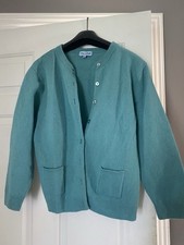 Megan Park dark aqua green lambswool cardigan size 4 14-16 uk vcg